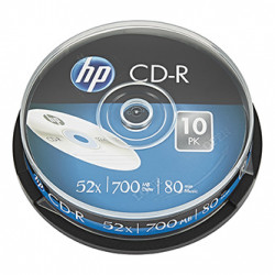 HP CD-R, CRE00019-3, 69308, 10-pack, 700MB, 52x, 80min., 12cm, bez možnosti potisku, cake box, pro archivaci dat