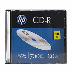 HP CD-R, CRE00085-3, 69310, 10-pack, 700MB, 52x, 80min., 12cm, bez možnosti potisku, slim case, pro archivaci dat