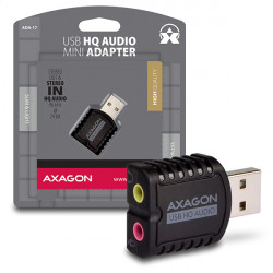 AXAGON ADA-17, USB 2.0 - externí zvuková karta HQ MINI, 96kHz 24-bit stereo, vstup USB-A