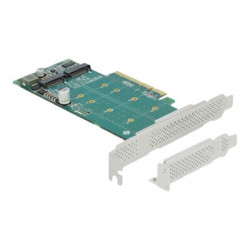 Delock PCI Express x8 Card to 2 x internal NVMe M.2 Key M - Bifurcation - Řadič úložiště - M.2 - M.2 NVMe Card nízký profil - PCIe 4.0 x8