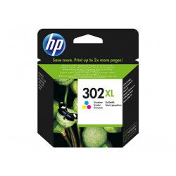 HP 302XL - 8 ml - Vysoká výtěžnost - barva (azurová, purpurová, žlutá) - originální - inkoustová cartridge - pro Deskjet 11XX, 21XX, 36XX; Envy 451X, 452X; Officejet 38XX, 46XX, 52XX