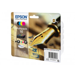 Epson 16 Multipack - 4-balení - černá, žlutá, azurová, purpurová - originální - blistr s RF akustickým alarmem - inkoustová cartridge - pro WorkForce WF-2010, 2510, 2520, 2530, 2540, 2630, 2650, 2660, 2750, 2760