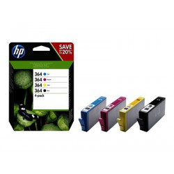 HP 364 - 4-balení - černá, žlutá, azurová, purpurová - originální - inkoustová cartridge - pro Deskjet 35XX; Photosmart 55XX, 55XX B111, 65XX, 65XX B211, 7510 C311, B110, Wireless B110