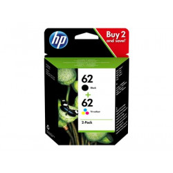 HP 62 - 2-balení - barva (azurová, purpurová, žlutá), pigmentová černá - originální - černá, barva (azurová, purpurová, žlutá) - inkoustová cartridge - pro ENVY 55XX, 56XX, 76XX; Officejet 200, 250, 252, 57XX, 8040