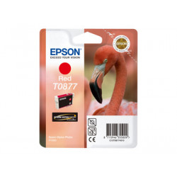 Epson T0877 - 11.4 ml - červená - originální - blistr s RF akustickým alarmem - inkoustová cartridge - pro Stylus Photo R1900