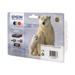 Epson 26XL Multipack - 4-balení - XL - černá, žlutá, azurová, purpurová - originální - blistr s RF akustickým alarmem - inkoustová cartridge - pro Expression Premium XP-510, 520, 600, 605, 610, 615, 620, 625, 700, 710, 720, 800, 810, 820