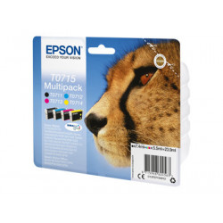 Epson T0715 Multipack - 4-balení - 23.9 ml - černá, žlutá, azurová, purpurová - originální - blistr s RF akustickým alarmem - inkoustová cartridge - pro Stylus DX9400, SX115, SX210, SX215, SX218, SX415, SX515, SX610; Stylus Office BX310, BX610