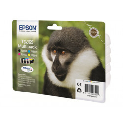 Epson T0895 Multipack - 4-balení - černá, žlutá, azurová, purpurová - originální - blistr s RF akustickým alarmem - inkoustová cartridge - pro Stylus S21, SX100, SX105, SX115, SX215, SX218, SX400, SX405, SX415; Stylus Office BX300