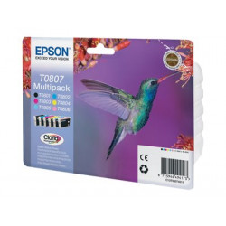 Epson T0807 Multipack - Černá, žlutá, azurová, purpurová, světlá fialová, světle azurová - originální - blistr s RF akustickým alarmem - inkoustová cartridge - pro Stylus Photo P50, PX650, PX660, PX700, PX710, PX720, PX730, PX800, PX810, PX820, PX830