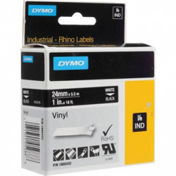 Dymo originální páska do tiskárny štítků, Dymo, 12267, 1805432, bílý tisk černý podklad, 5,5m, 24mm, RHINO vinylová profi D1