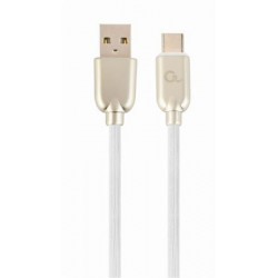 Kabel CABLEXPERT USB 2.0 AM na Type-C kabel (AM CM), 2m, pogumovaný, bílý, blister, PREMIUM QUALITY