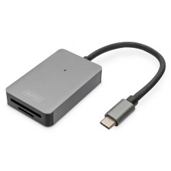 DIGITUS Čtečka karet USB-C, 2 porty UHS-II SD4.0, TF4.0, 300 Mb s