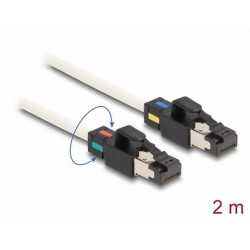 Delock Síťový kabel ze zástrčky RJ45 na zástrčku Cat.6A, S FTP, s otočnými barevnými příchytkami, 2 m, bílá