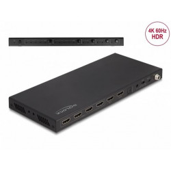 Delock Maticový přepínač HDMI ze čtyř vstupních portů HDMI na dva výstupní porty HDMI, 4K 60 Hz, s extraktorem zvuku