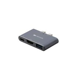 CANYON replikátor portů DS-1, 3v1, pro Apple Mackbook s Thunderbolt 3 (USB-C 100W)