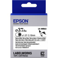 Epson Label Cartridge Heat Shrink Tube (HST) LK-4WBA3 Black White D3mm (2.5m)