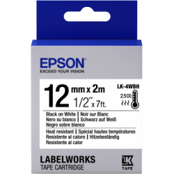 Epson Label Cartridge Heat Resistant LK-4WBH Black White 12mm (2m)