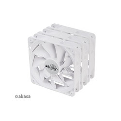 AKASA ventilátor Viper, White Fan 12cm, 120x120x25mm, HDB, 4 pin PWM, 3ks v balení, bílá