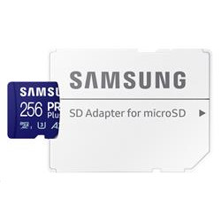 Samsung paměťová karta 256GB PRO Plus micro SDXC CL10 U3 (č z: až 180 až 130MB s) + SD adaptér