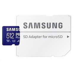 Samsung paměťová karta 512GB PRO Plus micro SDXC CL10 U3 (č z: až 180 až 130MB s) + SD adaptér