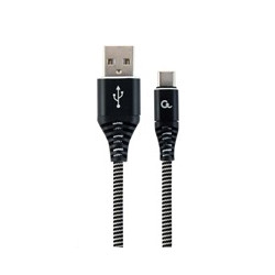 GEMBIRD Kabel USB 2.0 AM na Type-C kabel (AM CM), 1m, opletený, černo-bílý, blister, PREMIUM QUALITY