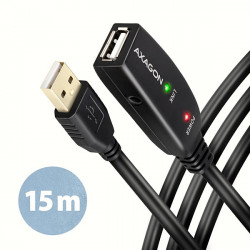 AXAGON ADR-215, USB 2.0 A-M - A-F aktivní prodlužovací repeater kabel, 15m