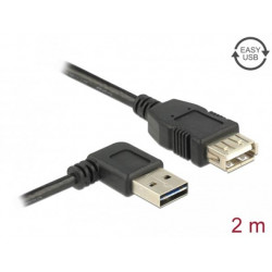 Delock Prodlužovací kabel EASY-USB 2.0 Typ-A samec pravoúhlý levý pravý  USB 2.0 Typ-A samice 2 m