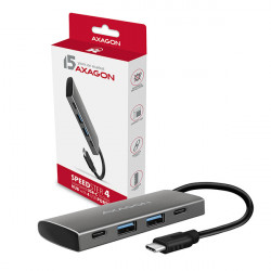 AXAGON HMC-4G2, USB-C 3.2 Gen 2 10 Gb s hub, porty 2x USB-A + 2x USB-C, kabel USB-C 13cm