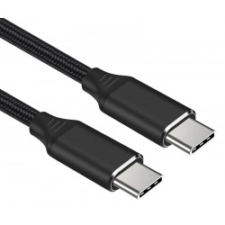 PremiumCord Kabel USB-C M M, 240W 480Mbps černý bavlněný oplet, 1,5m