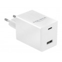 Delock - Síťový adaptér - 48 Watt - 3 A - Fast Charge - 2 výstupní konektory (USB, USB-C) - bílá
