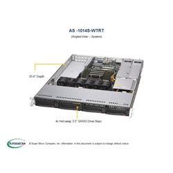 SUPERMICRO A+ Server 1U 1x SP3, 8x DDR4, 4x 3,5" (4xNVMe opt.), 2x500W(plat), 2x10GbE, IPMI