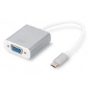 DIGITUS USB Typ C 1080p VGA Adaptér, hliníkové šasi, 20 cm kabel, Chipset: VL100+IT6513