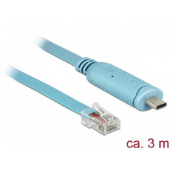 Delock Adaptér USB 2.0 Typ-C samec  1 x Serial RS-232 RJ45 samec 3,0 m modrý