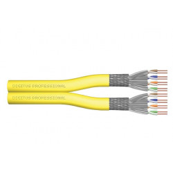 DIGITUS Instalační kabel CAT 7A S-FTP, 1500 MHz Dca (EN 50575), AWG 22 1, 500 m buben, Duplex, barva žlutá