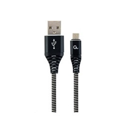 GEMBIRD Kabel USB 2.0 AM na MicroUSB (AM BM), 2m, opletený, černo-bílý, blister, PREMIUM QUALITY