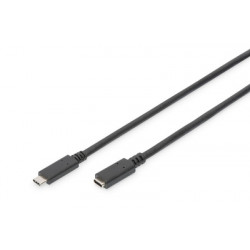 Digitus Prodlužovací kabel USB C na C samec samice 2m, 3A, 480 MB, verze 2.0, bl