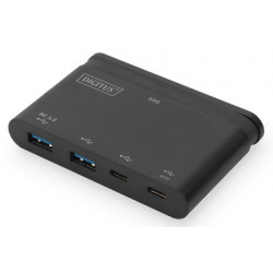 DIGITUS 4-portový USB-C hub 10G 2x USB-C Data + PD 3.0, 2x USB-A, černý