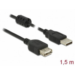 Delock Prodlužovací kabel USB 2.0 Typ-A samec  USB 2.0 Typ-A samice 1,5 m černý