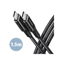 AXAGON BUCM-CM15AB, HQ kabel USB-C - USB-C, 1.5m, USB 2.0, PD 60W 3A, ALU, oplet, černý
