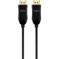 PremiumCord Optický DisplayPort 1.3 1.4 přípojný kabel M M, zlacené konekt. 20m