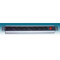 PremiumCord 19" PDU, 1.5U, 8x230V, 2m kabel Euro, vypínač