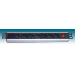 PremiumCord 19" PDU, 1.5U, 8x230V, 2m kabel Euro, vypínač