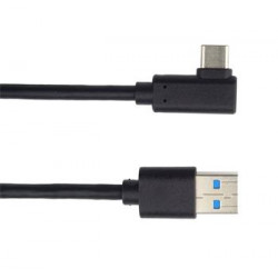 PremiumCord Kabel USB typ C M zahnutý konektor 90° - USB 3.0 A M, 1m