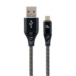 Kabel CABLEXPERT USB 2.0 AM na MicroUSB (AM BM), 1m, opletený, černo-bílý, blister, PREMIUM QUALITY