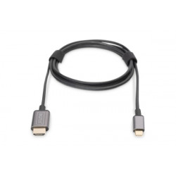 Digitus USB-C - HDMI kabelový adaptér, 1,8 m 4K 30 Hz, černý, kovový kryt