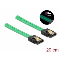 Delock Kabel SATA 6 Gb s s UV zářivým efektem, zelený, 20 cm