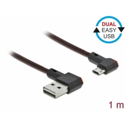 Delock Kabel EASY-USB 2.0 Typ-A samec na EASY-USB Typ Micro-B samec pravoúhlý levý pravý 1 m černý