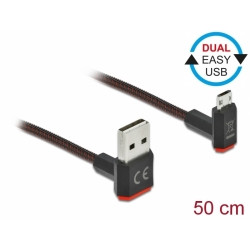 Delock Kabel EASY-USB 2.0 Typ-A samec na EASY-USB Typ Micro-B samec pravoúhlý nahoru dolů 0,5 m černý