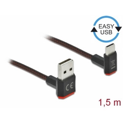 Delock Kabel EASY-USB 2.0 Typ-A samec na USB Type-C™ samec pravoúhlý nahoru dolů 1,5 m černý