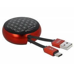 Delock Zatažitelný kabel USB 2.0 Typu-A na USB-C™, cerný cervený